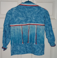 Child's 7 Turquoise & Dragaonflies w/ White & Red Ribbons & Fringe Back